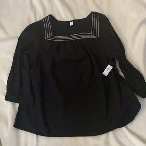 Old Navy square neck, black/white long sleeve top -  brand new!